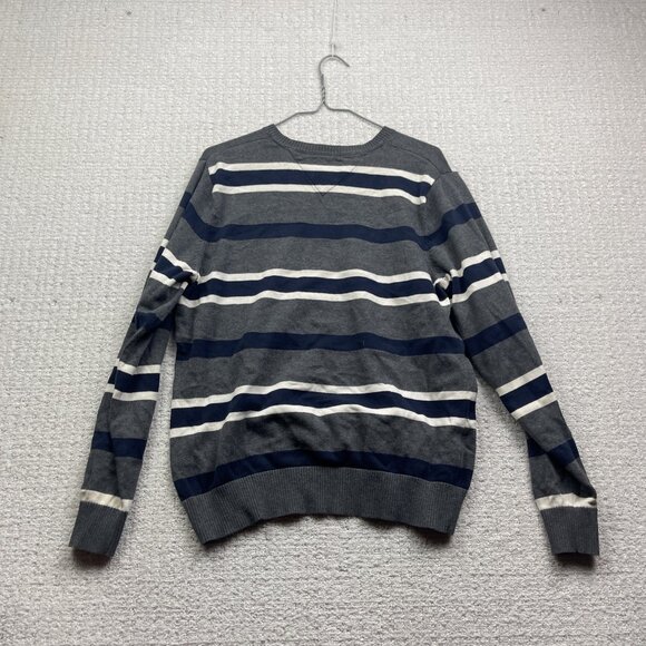Tommy Hilfiger Blue / Grey Striped Pullover V-Neck Sweater Long Sleeve Mens S - Picture 10 of 13